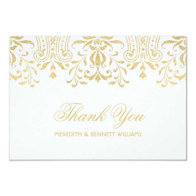 Flat Thank You Note Card | Gold Vintage Glamour