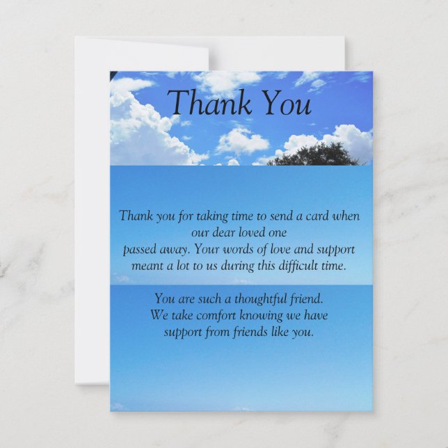Flat Thank You Sympathy Card (Front)