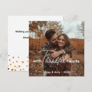 Flat Thanksgiving Card,Elegant Lettering Custom  Thank You Card