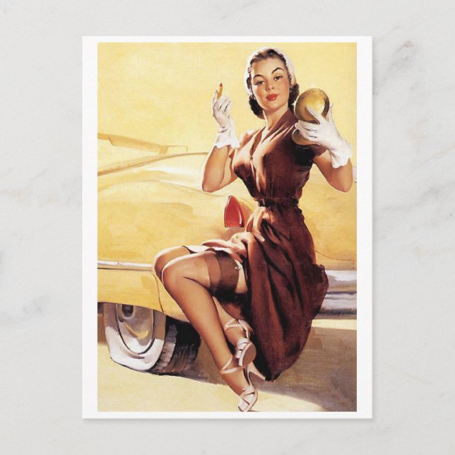 Flat Tire Pin Up Postcard (Front)