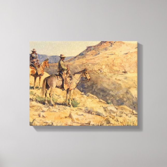 Flat-Top Riders by Edward Borein Canvas Print (Front)