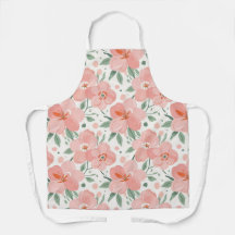 Flat water color flower design apron in peach