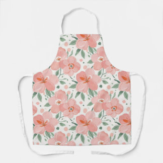 Flat water color flower design apron in peach