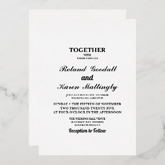 Flat Wedding  Foil Invitation