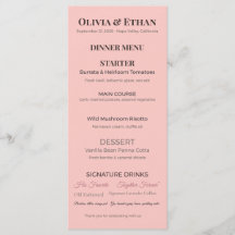 Flat Wedding Menu | Elegant Custom Reception Card