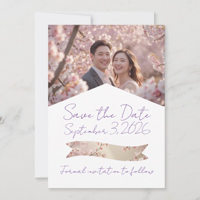 Flat Wedding Save The Date Card (Front)