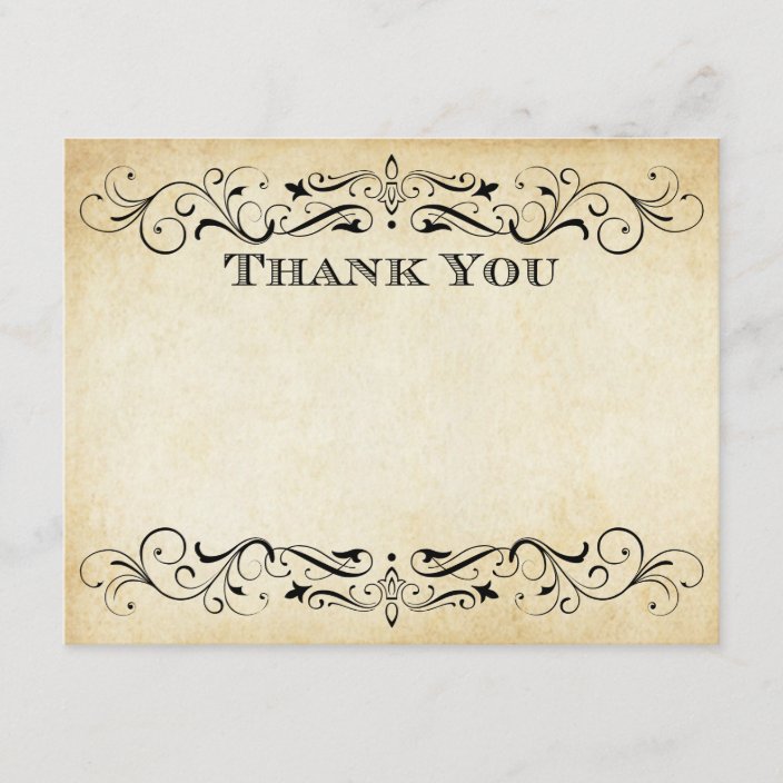 Flat Wedding Thank You Cards Vintage Flourish Zazzle Flat Wedding Thank You Cards Vintage