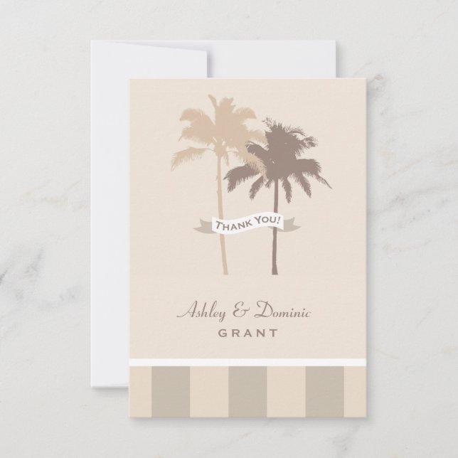 Flat Wedding Thank You Note Card | Palm Trees (Front)