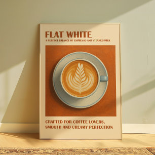Flat White Coffee Print, Minimalist Espresso Wall Poster