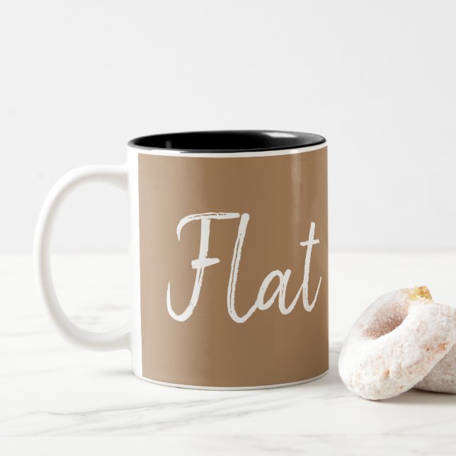 Flat White espresso coffee lovers typography Two-Tone Coffee Mug (With Donut)