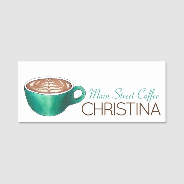 Flat White Latte Cappuccino Coffee Shop Barista Name Tag (Front)
