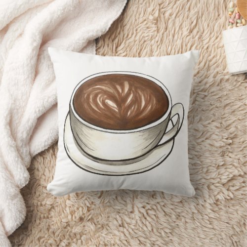 Flat White Latte Cappuccino Coffee Shop Barista Throw Pillow