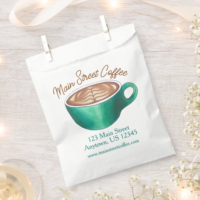 Flat White Latte Cappuccino Coffee Shop House Café Favor Bag (Clipped)