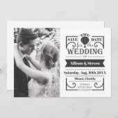 Flat White Save The Date Wedding Card (Front/Back)