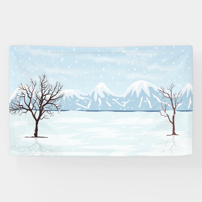 Flat winter landscape banner (Horizontal)