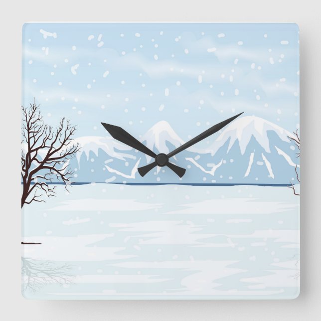  Flat winter landscape Square Wall Clock (Front)