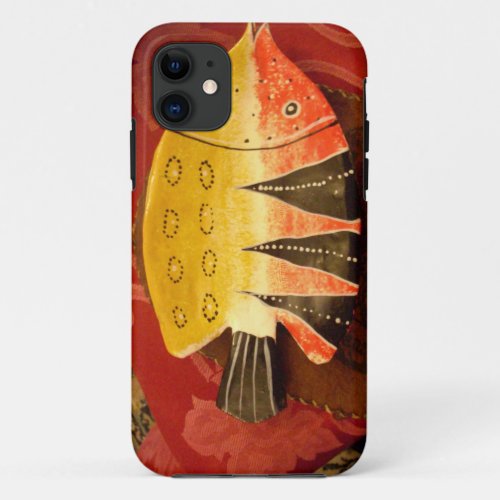 flat yellow and red fish with black stripesjpg iPhone 11 case