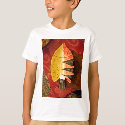 flat yellow and red fish with black stripesjpg T_Shirt