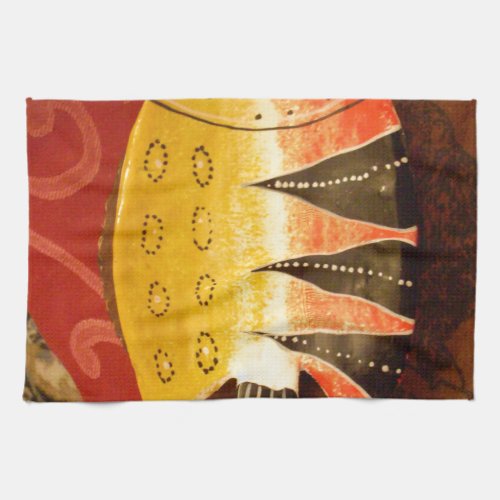 flat yellow and red fish with black stripesjpg towel
