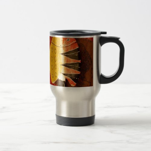 flat yellow and red fish with black stripesjpg travel mug