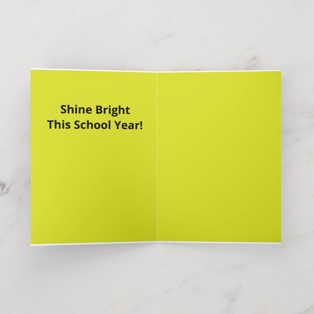 Flat Yellow Background – Back-to-School Texture Foil Greeting Card (Inside Laydown)