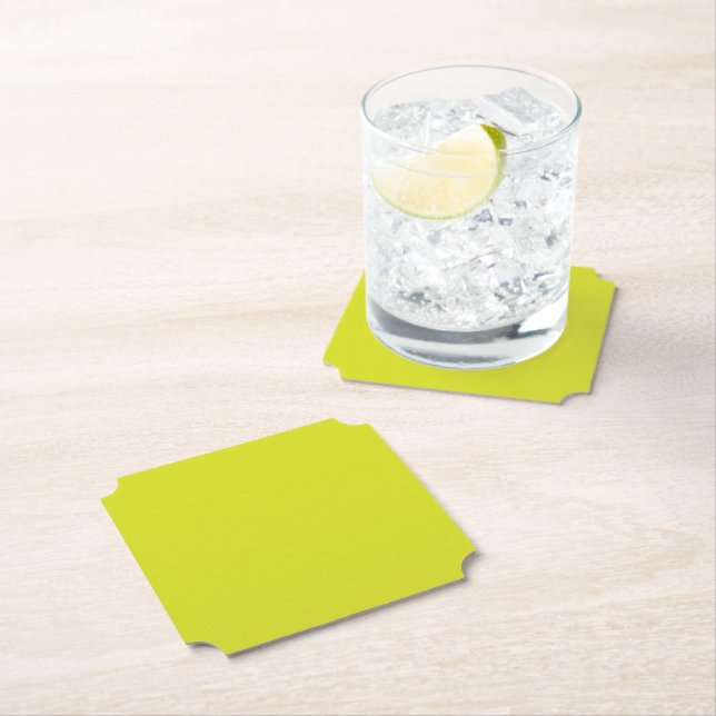 Flat Yellow Background – Back-to-School Texture Paper Coaster (Insitu)