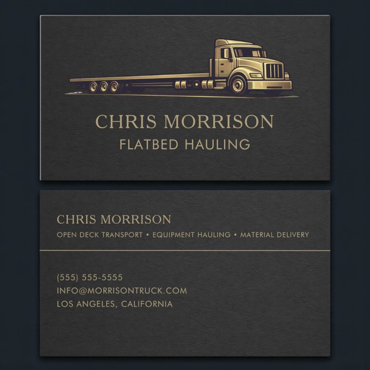 Flatbed Hauling Services Trucking Professional Business Card