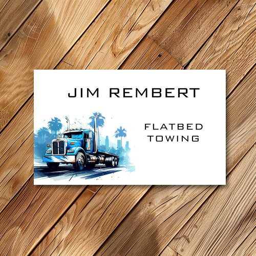 Flatbed Towing Repo Services Red Towtruck Business Card
