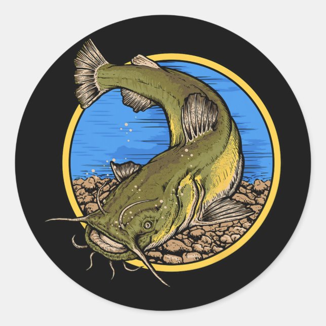 Flathead Catfish Fishing  Classic Round Sticker (Front)