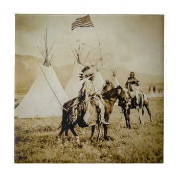 Flathead Indians Vintage Native American Warriors Ceramic Tile by scenesfromthepast at Zazzle