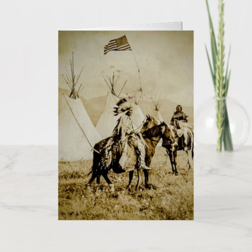 Flathead Indians Vintage Native American Warriors Foil Greeting Card