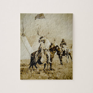 Flathead Indians Vintage Native American Warriors Jigsaw Puzzle
