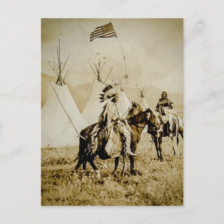 Flathead Indians Vintage Native American Warriors Postcard