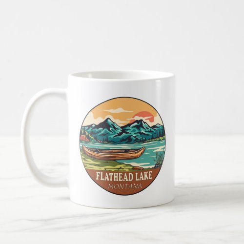 Flathead Lake Montana Boating Fishing Emblem Coffee Mug