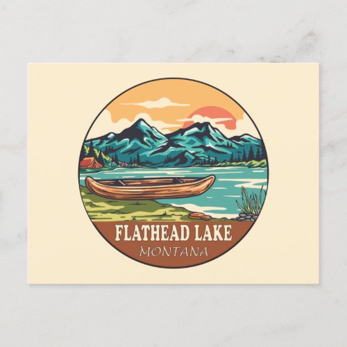 Flathead Lake Montana Boating Fishing Emblem Postcard
