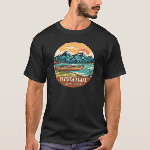 Flathead Lake Montana Boating Fishing Emblem T-Shirt