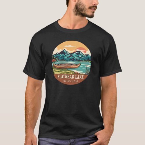 Flathead Lake Montana Boating Fishing Emblem T_Shirt