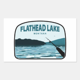 Flathead Lake Montana Fishing Rod Rectangular Sticker