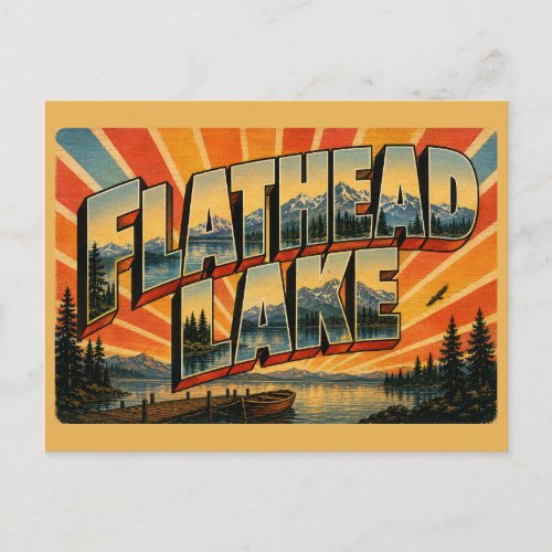 Flathead Lake Montana Glacial Lake Mountain Art Postcard