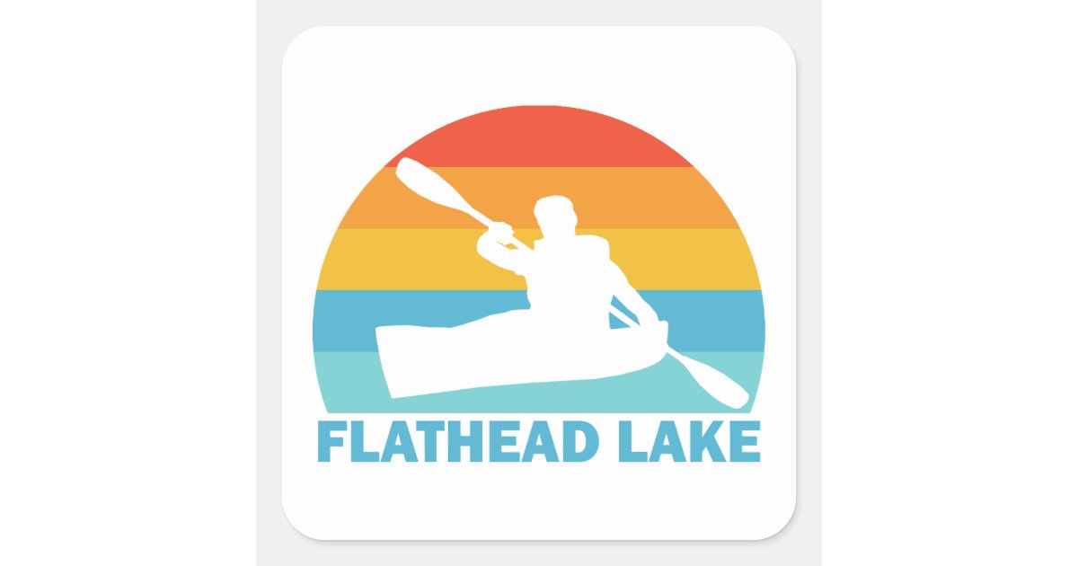 Flathead Lake Montana Kayak Square Sticker | Zazzle