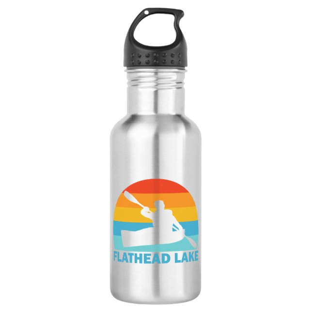 Flathead Lake Montana Kayak Stainless Steel Water Bottle (Front)
