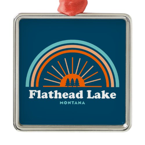 Flathead Lake Montana Rainbow Metal Ornament