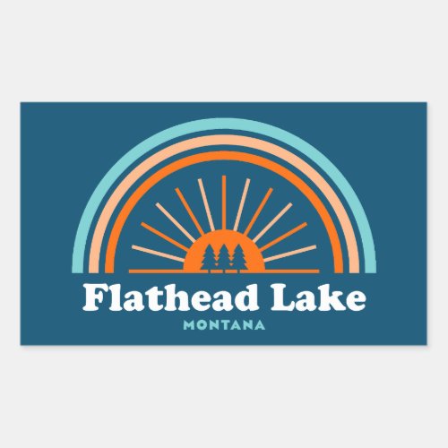 Flathead Lake Montana Rainbow Rectangular Sticker