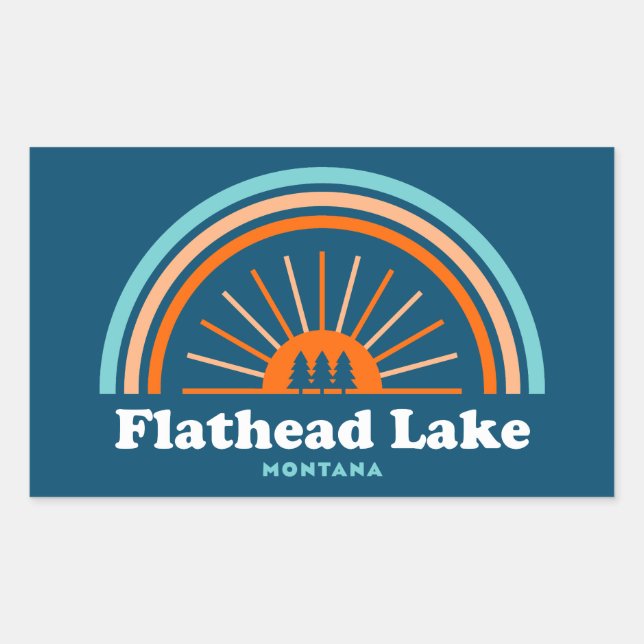 Flathead Lake Montana Rainbow Rectangular Sticker (Front)