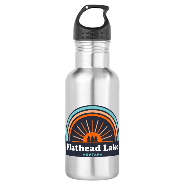 Flathead Lake Montana Rainbow Stainless Steel Water Bottle (Front)