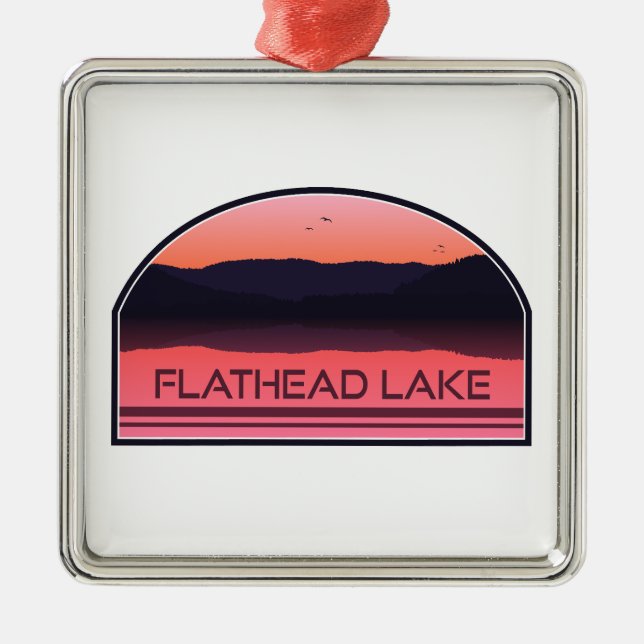 Flathead Lake Montana Red Sunrise Metal Ornament (Front)