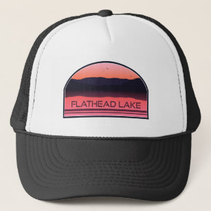 Flathead Lake Montana Red Sunrise Trucker Hat