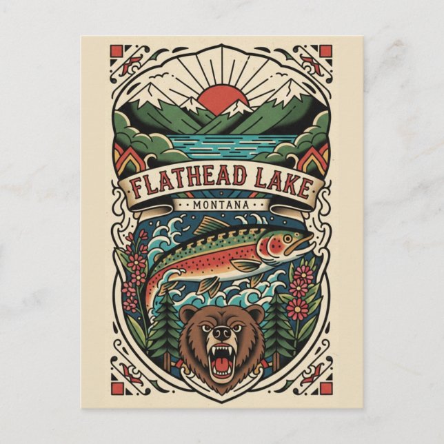 Flathead Lake Montana Travel Postcard (Front)