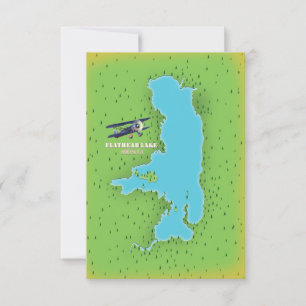 Flathead Lake Montana USA map travel poster.