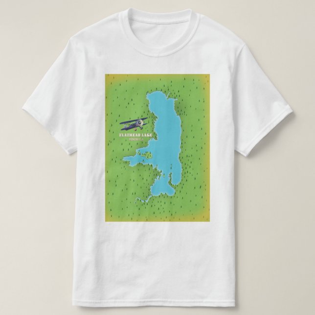 Flathead Lake Montana USA map travel poster. T-Shirt (Design Front)